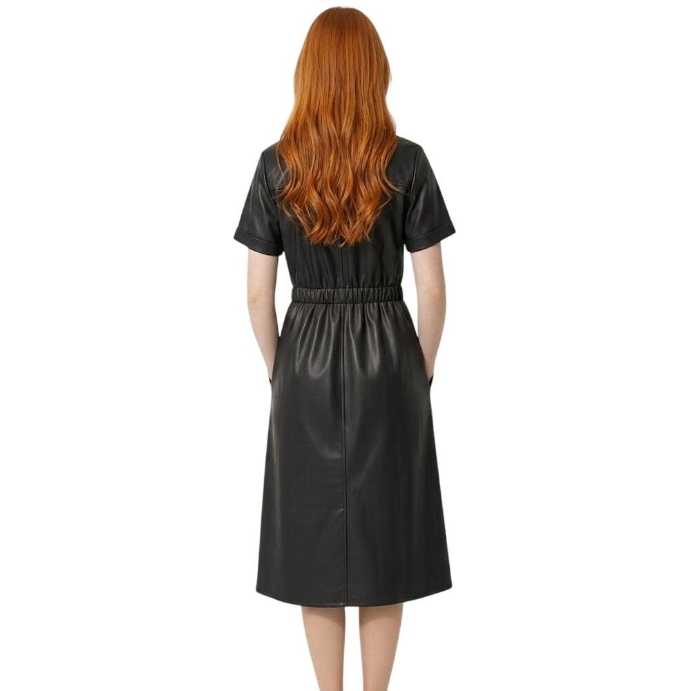 Who What Wear Short Sleeve Dress Black XXL, Faux Leather, Retro-Inspired - Picture 5 of 6